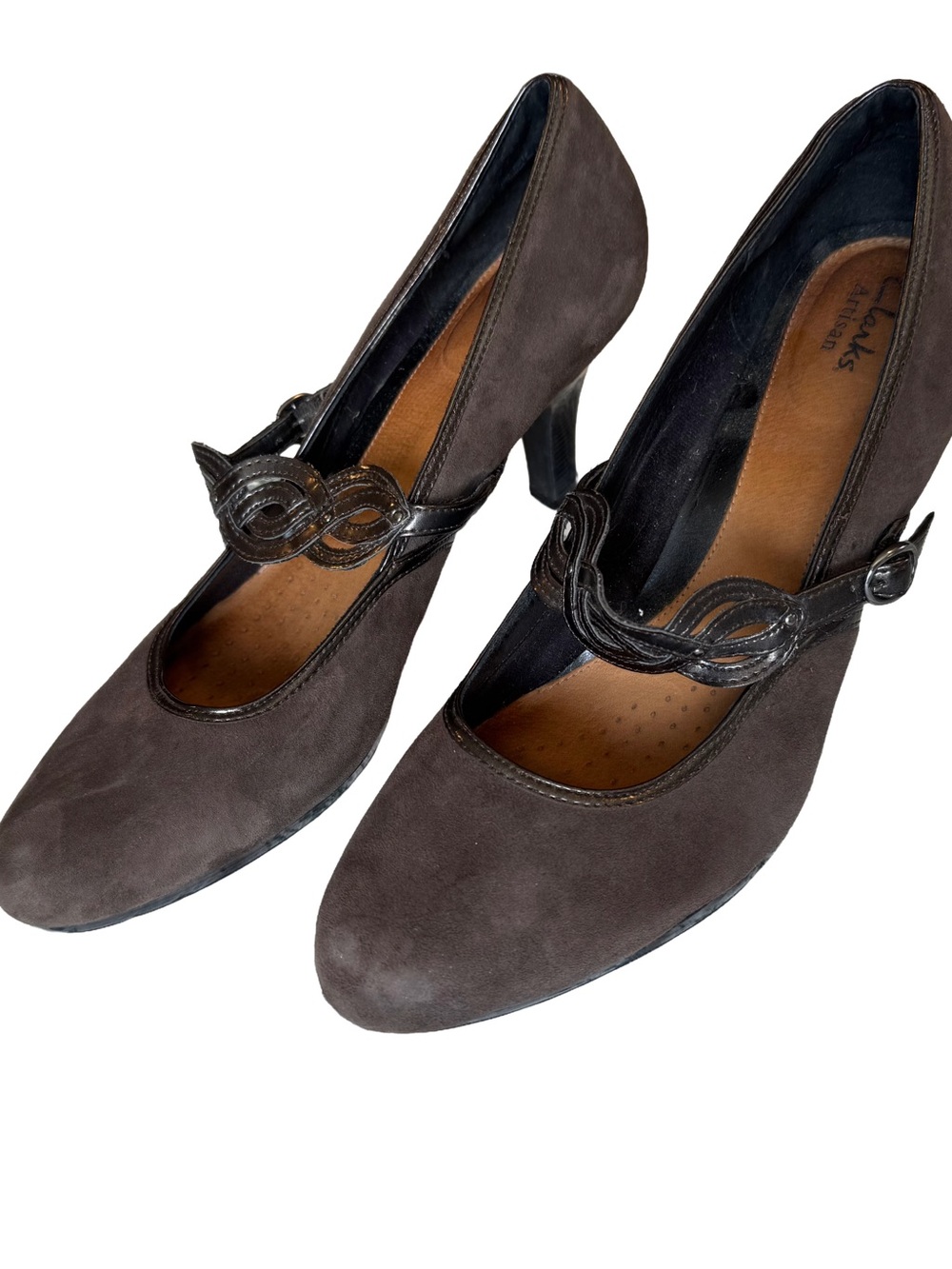 Clarks Brown Suede Mary Jane Artisan Pumps Size 10